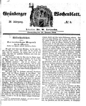 Grünberger Wochenblatt vom 26.01.1860