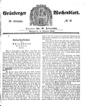 Grünberger Wochenblatt vom 06.02.1860