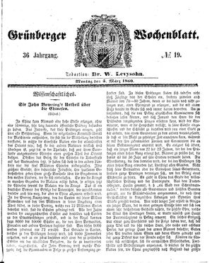 Grünberger Wochenblatt on Mar 5, 1860