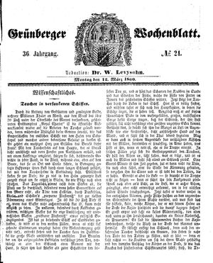 Grünberger Wochenblatt vom 12.03.1860