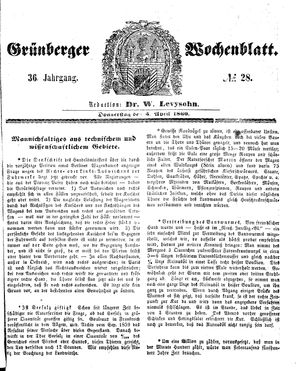 Grünberger Wochenblatt vom 05.04.1860