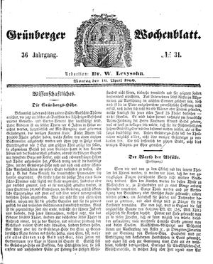 Grünberger Wochenblatt vom 16.04.1860