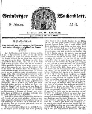 Grünberger Wochenblatt vom 26.05.1860