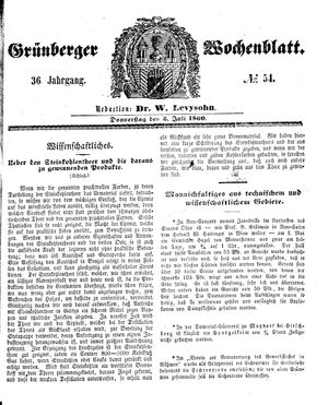 Grünberger Wochenblatt on Jul 5, 1860