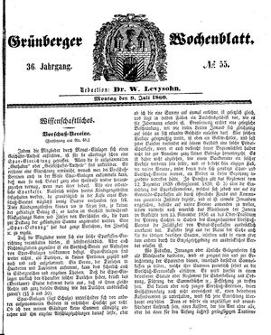 Grünberger Wochenblatt vom 09.07.1860