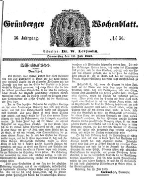 Grünberger Wochenblatt vom 12.07.1860