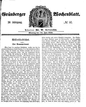 Grünberger Wochenblatt vom 16.07.1860