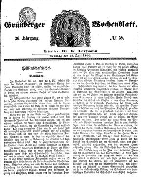 Grünberger Wochenblatt on Jul 23, 1860