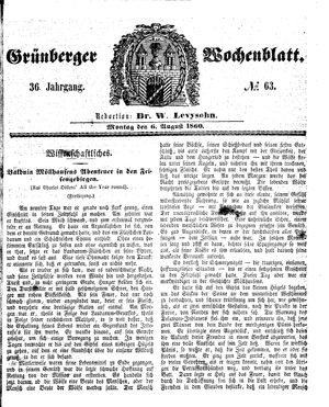 Grünberger Wochenblatt vom 06.08.1860