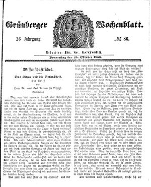Grünberger Wochenblatt vom 25.10.1860