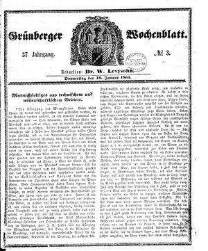 Grünberger Wochenblatt vom 10.01.1861