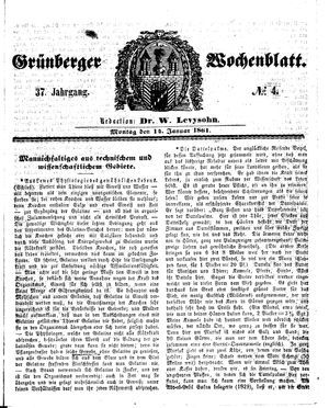 Grünberger Wochenblatt vom 14.01.1861