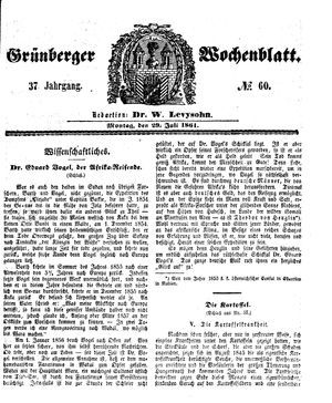 Grünberger Wochenblatt vom 29.07.1861