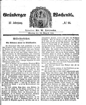 Grünberger Wochenblatt vom 19.08.1861