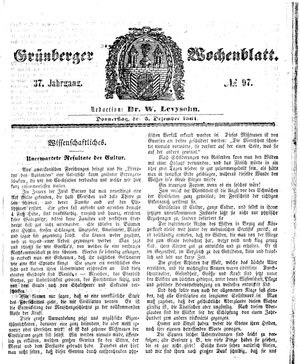 Grünberger Wochenblatt vom 05.12.1861
