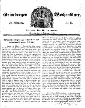 Grünberger Wochenblatt vom 03.02.1862