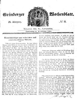 Grünberger Wochenblatt vom 06.02.1862