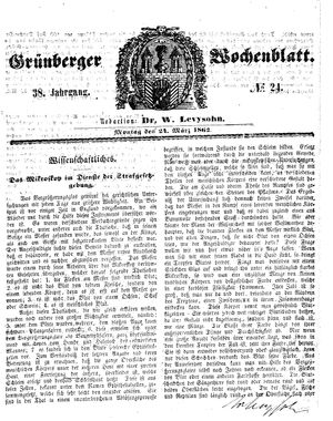 Grünberger Wochenblatt vom 24.03.1862