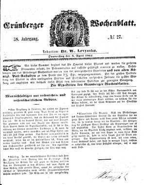 Grünberger Wochenblatt vom 03.04.1862