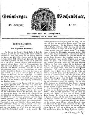 Grünberger Wochenblatt vom 08.05.1862