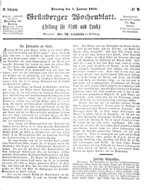 Grünberger Wochenblatt vom 04.01.1863