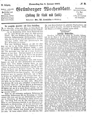 Grünberger Wochenblatt vom 08.01.1863