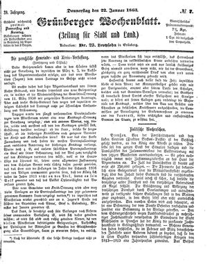 Grünberger Wochenblatt vom 22.01.1863