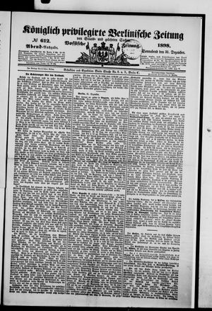Vossische Zeitung vom 31.12.1898