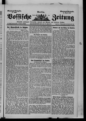 Vossische Zeitung on Apr 14, 1913