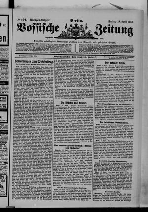 Vossische Zeitung on Apr 18, 1913