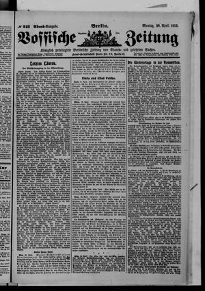 Vossische Zeitung vom 28.04.1913