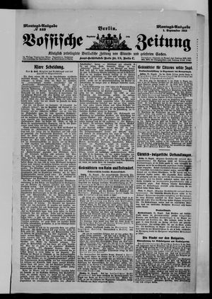 Vossische Zeitung on Sep 1, 1913