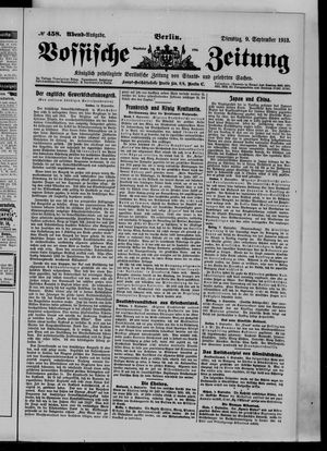 Vossische Zeitung vom 09.09.1913