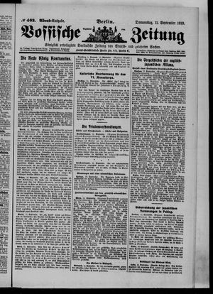 Vossische Zeitung vom 11.09.1913