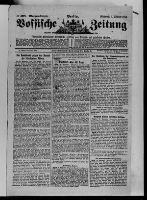Vossische Zeitung on Oct 1, 1913