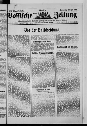 Vossische Zeitung vom 30.07.1914