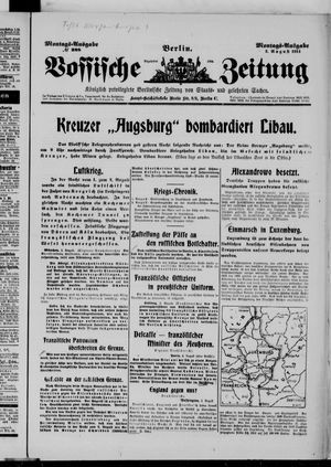 Vossische Zeitung on Aug 3, 1914