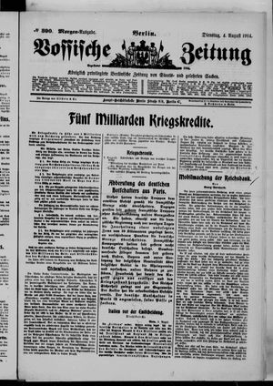 Vossische Zeitung vom 04.08.1914