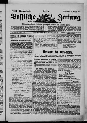 Vossische Zeitung on Aug 6, 1914