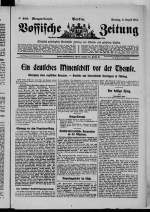Vossische Zeitung on Aug 9, 1914