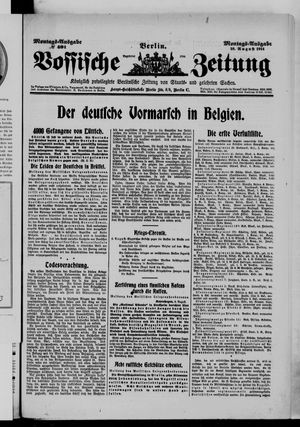 Vossische Zeitung on Aug 10, 1914