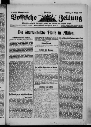 Vossische Zeitung on Aug 10, 1914