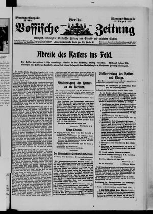 Vossische Zeitung on Aug 17, 1914