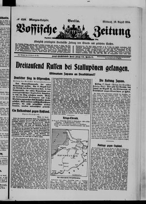 Vossische Zeitung on Aug 19, 1914