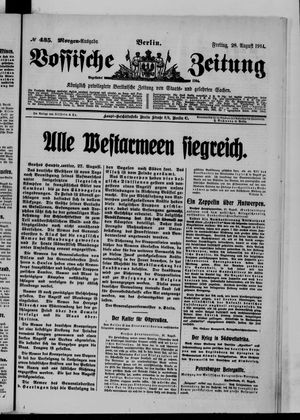 Vossische Zeitung on Aug 28, 1914