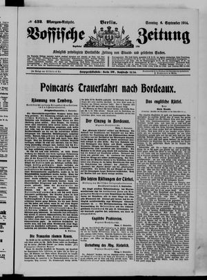 Vossische Zeitung on Sep 6, 1914