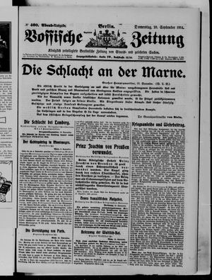 Vossische Zeitung vom 10.09.1914