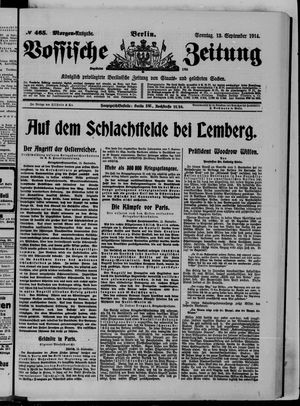 Vossische Zeitung on Sep 13, 1914