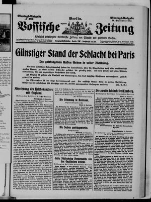 Vossische Zeitung on Sep 14, 1914