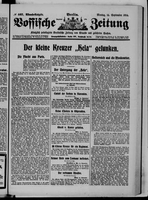 Vossische Zeitung on Sep 14, 1914